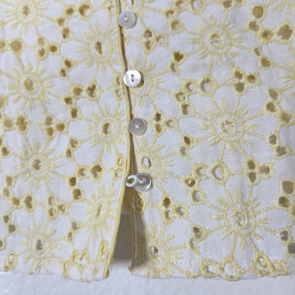 Free People Dream A Little Dream Yellow Eyelet Top Small NWOT - Picture 5 of 10